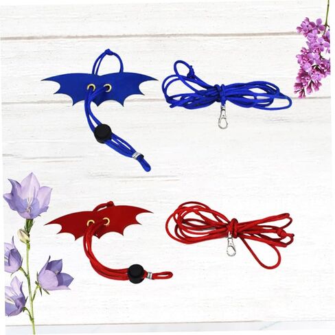 2PCS Small Animal Harness Leash with Bat Wing for Hamsters Rats Guinea Pigs Adjustable Rope Vest for Secure Neck and Stomach Protection Red Blue in Saudi Arabia