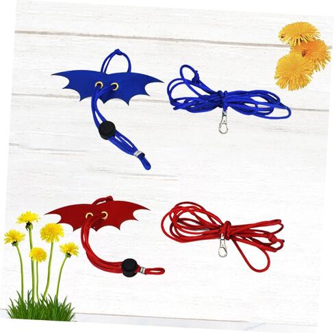 2PCS Small Animal Harness Leash with Bat Wing for Hamsters Rats Guinea Pigs Adjustable Rope Vest for Secure Neck and Stomach Protection Red Blue in Saudi Arabia