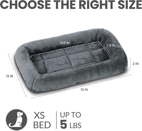 Patas Lague Bolster Dog Bed for Extra Small Dogs 16''x12'', Soft Warm Foam Pet Sofa Bed, Machine Washable Pet Cat Crate Mat for Toy Breeds, Black in Saudi Arabia