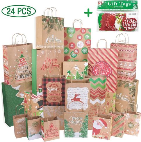 Christmas Tags 60 Count with Untied String (15 Assorted Glitter, Foil, Printed Designs Labels for Xmas Holiday Present Wrapping) in Saudi Arabia