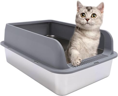 ciciglow Stainless Steel Box, Cat Tray with Open Top, for Tall Side Metal Cats (46x3 0cm/18,1x11,8 (Extra Large 32.7 X 24.4 X 31.5in) in Saudi Arabia