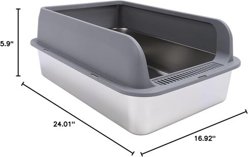 ciciglow Stainless Steel Box, Cat Tray with Open Top, for Tall Side Metal Cats (46x3 0cm/18,1x11,8 (Extra Large 32.7 X 24.4 X 31.5in) in Saudi Arabia