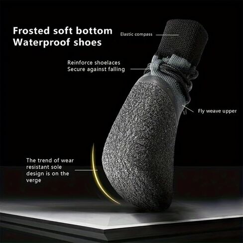 4PCS Anti-Slip Dog Socks Boots, Waterproof Winter Outdoor Hold/Cold Pavement, Snow Rain Days Paw Protectors Booties for Hardwood Floors Puppy Senior Dog-M in Saudi Arabia