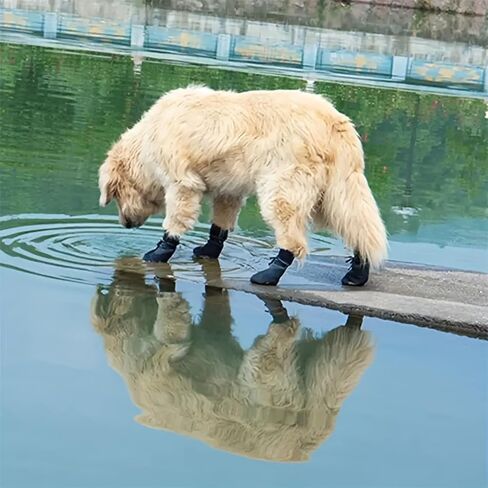 4PCS Anti-Slip Dog Socks Boots, Waterproof Winter Outdoor Hold/Cold Pavement, Snow Rain Days Paw Protectors Booties for Hardwood Floors Puppy Senior Dog-M in Saudi Arabia