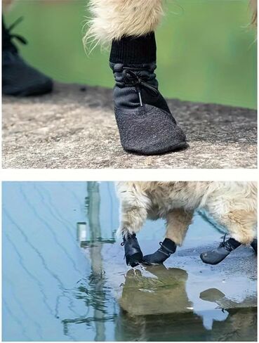 4PCS Anti-Slip Dog Socks Boots, Waterproof Winter Outdoor Hold/Cold Pavement, Snow Rain Days Paw Protectors Booties for Hardwood Floors Puppy Senior Dog-M in Saudi Arabia