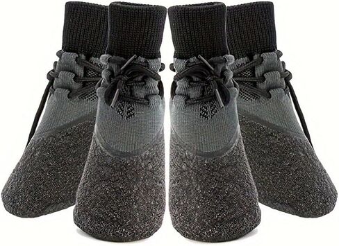 4PCS Anti-Slip Dog Socks Boots, Waterproof Winter Outdoor Hold/Cold Pavement, Snow Rain Days Paw Protectors Booties for Hardwood Floors Puppy Senior Dog-M in Saudi Arabia