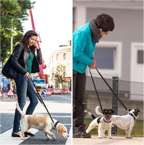 مقود الكلاب المقاوم للماء من Wisedog - 5 أقدام/6 أقدام قابل للتعديل مع خطافين دوارين معدنيين، مقاود الكلاب سهلة التنظيف للكلاب الصغيرة والمتوسطة والكبيرة (أسود M) in Kuwait