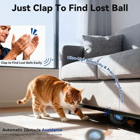 Interactive Cat Toy with Motion Activated Ball & 7-Hole Play Mat, Hide and Seek Exercise Game for Indoor Cats, Automatic Moving Cat Ball in Pouch, Rechargeable Kitten Toys in Kuwait