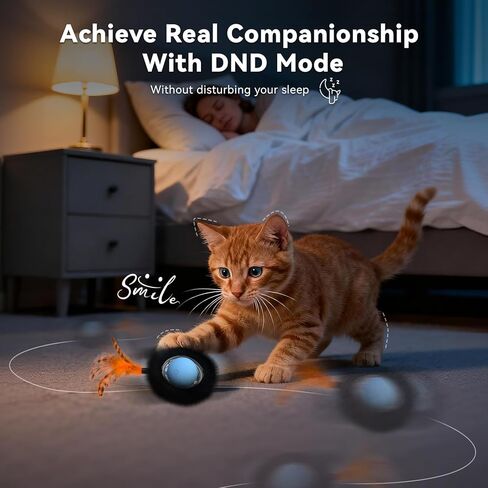 Interactive Cat Toy with Motion Activated Ball & 7-Hole Play Mat, Hide and Seek Exercise Game for Indoor Cats, Automatic Moving Cat Ball in Pouch, Rechargeable Kitten Toys in Kuwait
