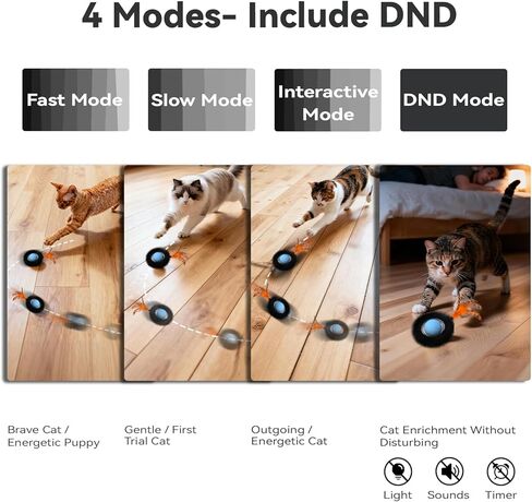 Interactive Cat Toy with Motion Activated Ball & 7-Hole Play Mat, Hide and Seek Exercise Game for Indoor Cats, Automatic Moving Cat Ball in Pouch, Rechargeable Kitten Toys in Kuwait