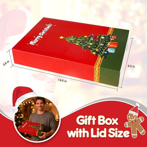 joyhalo 18 Pack Christmas Gift Boxes with Lids for Presents - Kraft Large Bulk Robe, Coat, Sweater Clothes Shirt Boxes for Wrapping Gifts,17 x 11 x 2.5 Inches in Kuwait