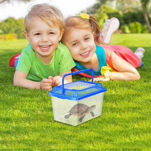 حوض السمك Gatuida Turtle Carrier حوض السمك البلاستيكي الشفاف المحمول للأولاد والبنات للزواحف والسلاحف، غطاء ذو ​​تصميم واسع للنقل الآمن وسهولة التعامل in Saudi Arabia
