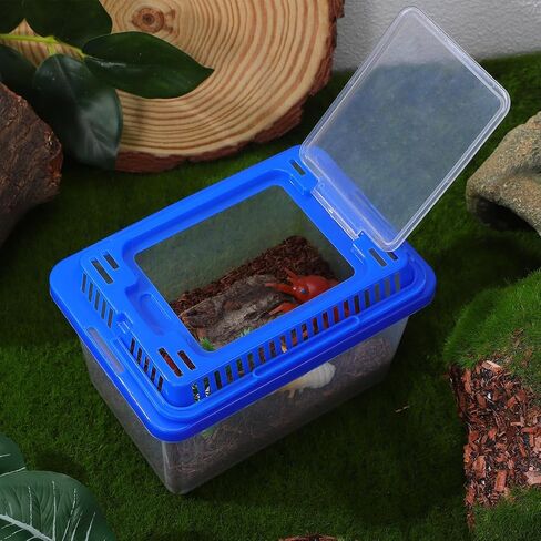 حوض السمك Gatuida Turtle Carrier حوض السمك البلاستيكي الشفاف المحمول للأولاد والبنات للزواحف والسلاحف، غطاء ذو ​​تصميم واسع للنقل الآمن وسهولة التعامل in Saudi Arabia