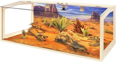 PROLEE Bearded Dragon Tank,Lizard Tank with Clear Tempered Glass Roof,Anti-Scratch Reptile Enclosure, Snake Tank and Reptile Tank,Built-in Light Fixtures with Switch (80 Gallons) in Saudi Arabia