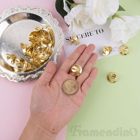 Framendino، 20 حزمة أجراس جلجل صغيرة صغيرة أجراس حرفية مع خطافات لعيد الميلاد وحفلات الزفاف DIY صناعة دقات الرياح (ذهبي) in Kuwait