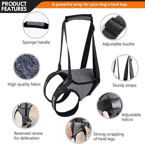 Dog Sling for Large Dogs Hind Leg Support Dog Lift Harness Adjustable Durable Help em up Harness for Weak Back Legs, Elderly, Injured, Senior, Arthritic, ACL Recovery Pet in Kuwait