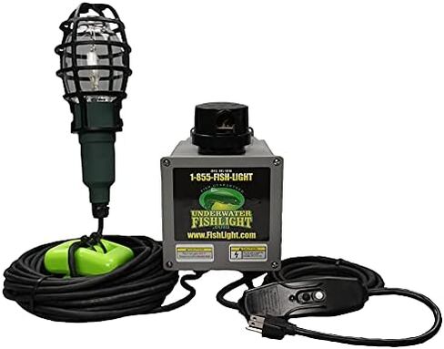Underwater Fish Light Extra Bright Vibrant Green 250W Single Light for Docks with 50’ of Marine Grade Wire, Easy to Install, Dusk to Dawn Operation, Salt or Fresh Water, Guaranteed to Attract Fish in Saudi Arabia
