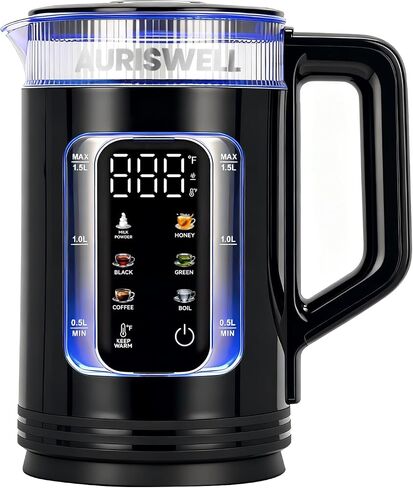 Electric Tea Kettle with Temperature Control, 1.5L Glass smart Water Boiler for Tea, Coffee & Boil, Automatic Shut Off, 12h Keep Warm & One-Touch 6 Presets in Saudi Arabia