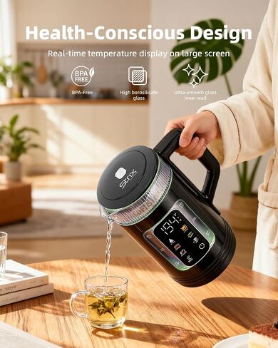 Electric Tea Kettle with Temperature Control, 1.5L Glass smart Water Boiler for Tea, Coffee & Boil, Automatic Shut Off, 12h Keep Warm & One-Touch 6 Presets in Saudi Arabia
