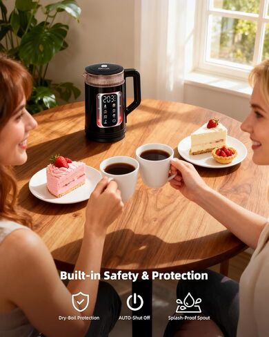 Electric Tea Kettle with Temperature Control, 1.5L Glass smart Water Boiler for Tea, Coffee & Boil, Automatic Shut Off, 12h Keep Warm & One-Touch 6 Presets in Saudi Arabia