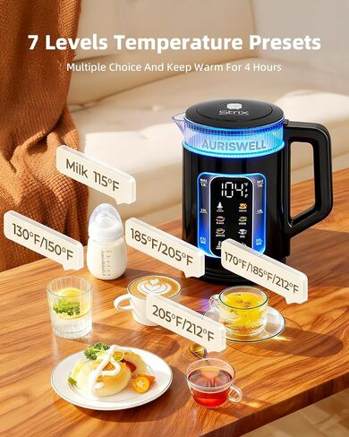 Electric Tea Kettle with Temperature Control, 1.5L Glass smart Water Boiler for Tea, Coffee & Boil, Automatic Shut Off, 12h Keep Warm & One-Touch 6 Presets in Saudi Arabia