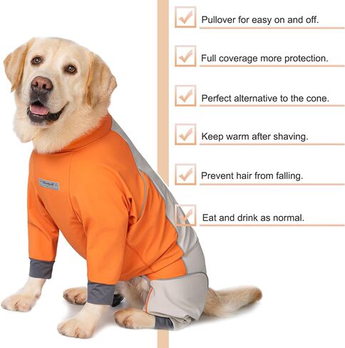 Dog Full Body Winter Coat, Waterproof Fleece Jacket for Small Medium Large Dogs Reflective Snowsuit with Zipper for Outdoor Skating (Orange, 4XL(Weight 50-70 lbs)) in Saudi Arabia