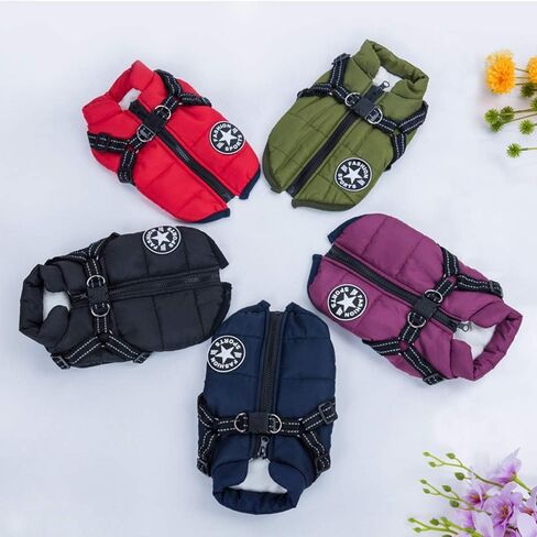 Dog Vest Cotton Coat cat Small Dog Medium Clothes Walks Light Weight Detachable Easy Fall Winter Cold Protection Jacket Warm pet Clothes（Purple-Medium in Saudi Arabia
