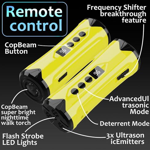 Dog Bark Deterrent Devices, Ultrasonic Anti Barking Device for Dogs, Ultrasonic 50Ft Dog Training Tool with Flashlight Rechargeable Bark Control Safe for Dogs & Human Portable Indoor Outdoor（Yellow） in Saudi Arabia