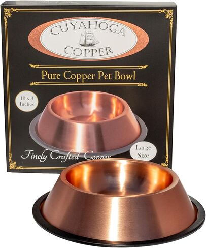 وعاء الحيوانات الأليفة من النحاس النقي من Cuyahoga Copper - طبق ممتاز لطعام ومياه الكلاب والقطط - تصميم متين وسهل التنظيف وأنيق - مثالي للحيوانات الأليفة الصحية! in Kuwait