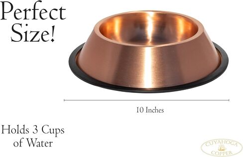 وعاء الحيوانات الأليفة من النحاس النقي من Cuyahoga Copper - طبق ممتاز لطعام ومياه الكلاب والقطط - تصميم متين وسهل التنظيف وأنيق - مثالي للحيوانات الأليفة الصحية! in Kuwait