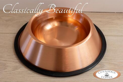 وعاء الحيوانات الأليفة من النحاس النقي من Cuyahoga Copper - طبق ممتاز لطعام ومياه الكلاب والقطط - تصميم متين وسهل التنظيف وأنيق - مثالي للحيوانات الأليفة الصحية! in Kuwait