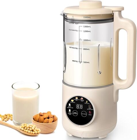 50oz Nut Milk Maker, 10-in-1 Automatic Nut Milk Machine with 20 Blades, Almond Milk Maker for Plant Based Milks Homemade Oat, Soy Milk Machine with Delay Start, Keep Warm, Auto Clean in Saudi Arabia