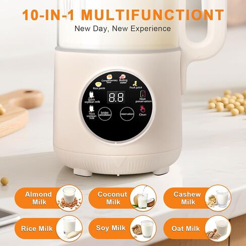 50oz Nut Milk Maker, 10-in-1 Automatic Nut Milk Machine with 20 Blades, Almond Milk Maker for Plant Based Milks Homemade Oat, Soy Milk Machine with Delay Start, Keep Warm, Auto Clean in Saudi Arabia