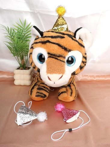 10 Pcs Mini Small Dog Hats Cat Birthday Hats Adjustable Headbands with Pompons for Small Animals Pet in Saudi Arabia