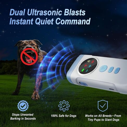Dog Bark Deterrent Devices, 2X Ultrasonic Anti Barking Device for Dogs, Color Display & 50ft Range, Pet Gentle Anti Barking Device, Portable Safe & Effective Alternative to Bark Collars (Blue) in Saudi Arabia