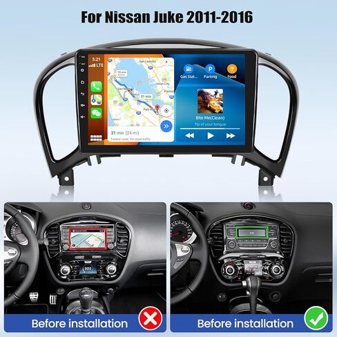 [2 + 32 جيجابايت] ستيريو سيارة Android 11 لسيارة Nissan Juke 2011-2016، شاشة لمس 9 بوصة راديو السيارة Android وحدة الرأس مع وصلة مرآة GPS للملاحة WiFi Bluetooth FM/RDS راديو SWC مزدوج USB/AUX-in+كاميرا احتياطية in Kuwait