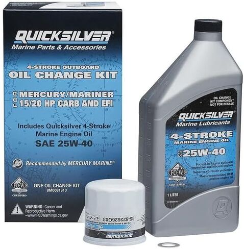 مجموعة تغيير الزيت Quicksilver 25W-40 للوحات الخارجية ذات 4 أشواط 75 حصان و90 حصان و115 حصان ميركوري 1.7 لتر in Saudi Arabia