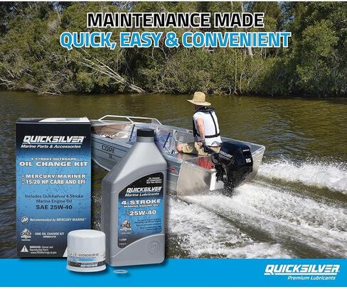مجموعة تغيير الزيت Quicksilver 25W-40 للوحات الخارجية ذات 4 أشواط 75 حصان و90 حصان و115 حصان ميركوري 1.7 لتر in Saudi Arabia