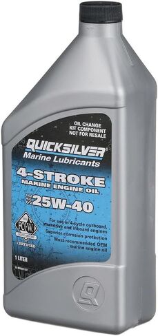 مجموعة تغيير الزيت Quicksilver 25W-40 للوحات الخارجية ذات 4 أشواط 75 حصان و90 حصان و115 حصان ميركوري 1.7 لتر in Saudi Arabia