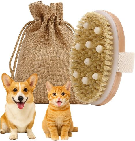 Dog Cat Brush for Short Hair Pet, TWPER Soft Boar Bristle Pet Palm Grooming Brush Gentle Hair Removal Massage in Saudi Arabia