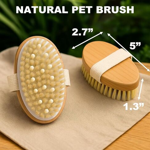 Dog Cat Brush for Short Hair Pet, TWPER Soft Boar Bristle Pet Palm Grooming Brush Gentle Hair Removal Massage in Saudi Arabia