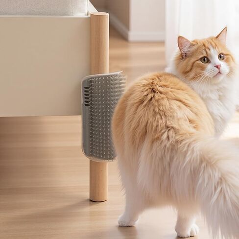 Extended 6.1 Inch Cat Self Groomer – 2 Pack Corner Wall Brushes with Catnip, Adhesive & Screws, Cat Face Massager Comb for Indoor Cats, Wall Mounted Grooming Station, Durable & Easy to Clean in Saudi Arabia