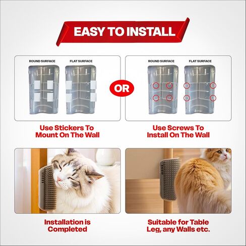 Extended 6.1 Inch Cat Self Groomer – 2 Pack Corner Wall Brushes with Catnip, Adhesive & Screws, Cat Face Massager Comb for Indoor Cats, Wall Mounted Grooming Station, Durable & Easy to Clean in Saudi Arabia