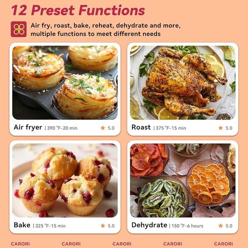 مقلاة هوائية 6QT مع نافذة عرض، 12 إعدادًا مسبقًا للطهي، 1700 واط طهي سريع ومتساوي، بحد أقصى 400 درجة فهرنهايت، خبز، تحميص، إعادة تسخين وتجفيف، سلة كبيرة غير لاصقة، آمنة للاستخدام في غسالة الأطباق in Kuwait