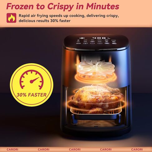 مقلاة هوائية 6QT مع نافذة عرض، 12 إعدادًا مسبقًا للطهي، 1700 واط طهي سريع ومتساوي، بحد أقصى 400 درجة فهرنهايت، خبز، تحميص، إعادة تسخين وتجفيف، سلة كبيرة غير لاصقة، آمنة للاستخدام في غسالة الأطباق in Kuwait