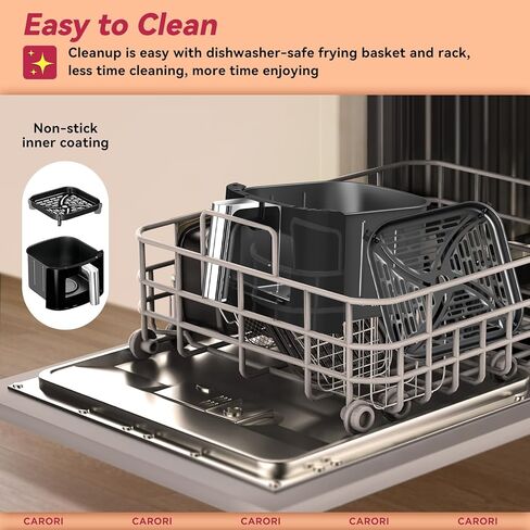 مقلاة هوائية 6QT مع نافذة عرض، 12 إعدادًا مسبقًا للطهي، 1700 واط طهي سريع ومتساوي، بحد أقصى 400 درجة فهرنهايت، خبز، تحميص، إعادة تسخين وتجفيف، سلة كبيرة غير لاصقة، آمنة للاستخدام في غسالة الأطباق in Kuwait