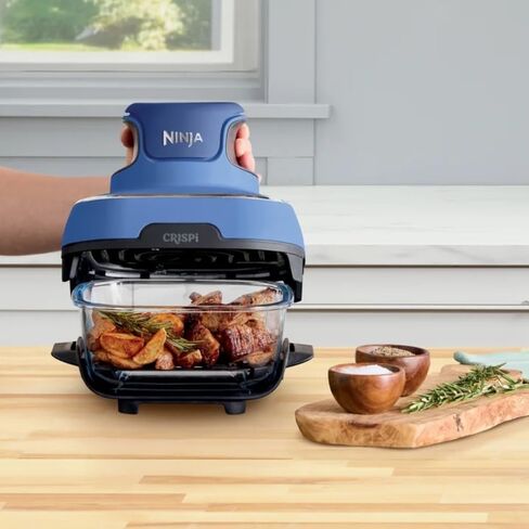 Ninja FN103CO Crispi 5 في 1 نظام طهي زجاجي محمول للقلي بالهواء، حاويات 2.5 لتر، 4 لتر و6 لتر للطهي العائلي، إعادة التسخين، مفضلات الحفلات. in Kuwait