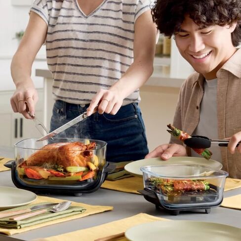 Ninja FN103CO Crispi 5 في 1 نظام طهي زجاجي محمول للقلي بالهواء، حاويات 2.5 لتر، 4 لتر و6 لتر للطهي العائلي، إعادة التسخين، مفضلات الحفلات. in Kuwait