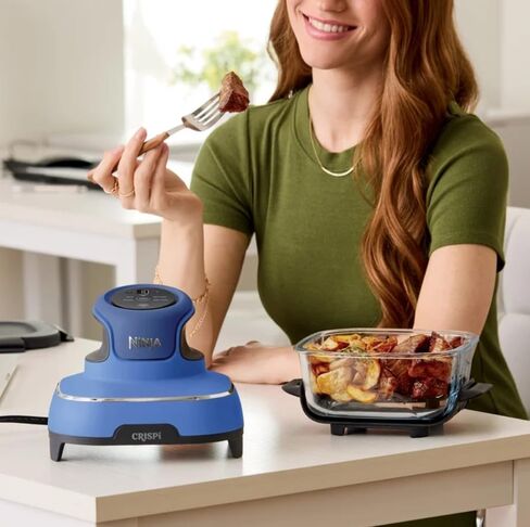 Ninja FN103CO Crispi 5 في 1 نظام طهي زجاجي محمول للقلي بالهواء، حاويات 2.5 لتر، 4 لتر و6 لتر للطهي العائلي، إعادة التسخين، مفضلات الحفلات. in Kuwait