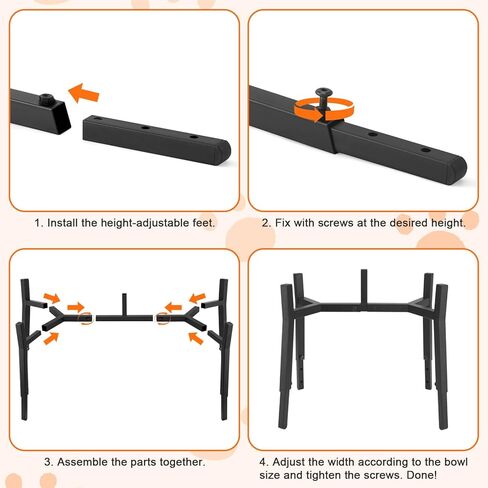 Dog Bowl Stand Elevated, Raised Pet Food & Water Riser for 6.7-10.6" Wide Bowls, Metal Dog Bowl Holder for Small Medium Large Dogs, 2-in-1 Design, Adjusts to 9.8", 11.8", 13.4" Tall(Stand Only) in Kuwait